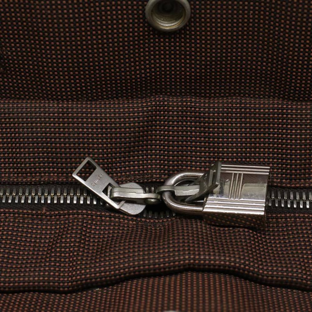 HERMES Her Line MM Hand Bag Canvas Brown Auth bs7825 - Picture 10 of 16